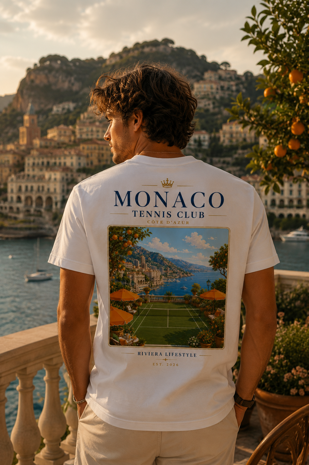 T-shirt unisexe Monaco Tennis Club – Illustration vintage Côte d’Azur
