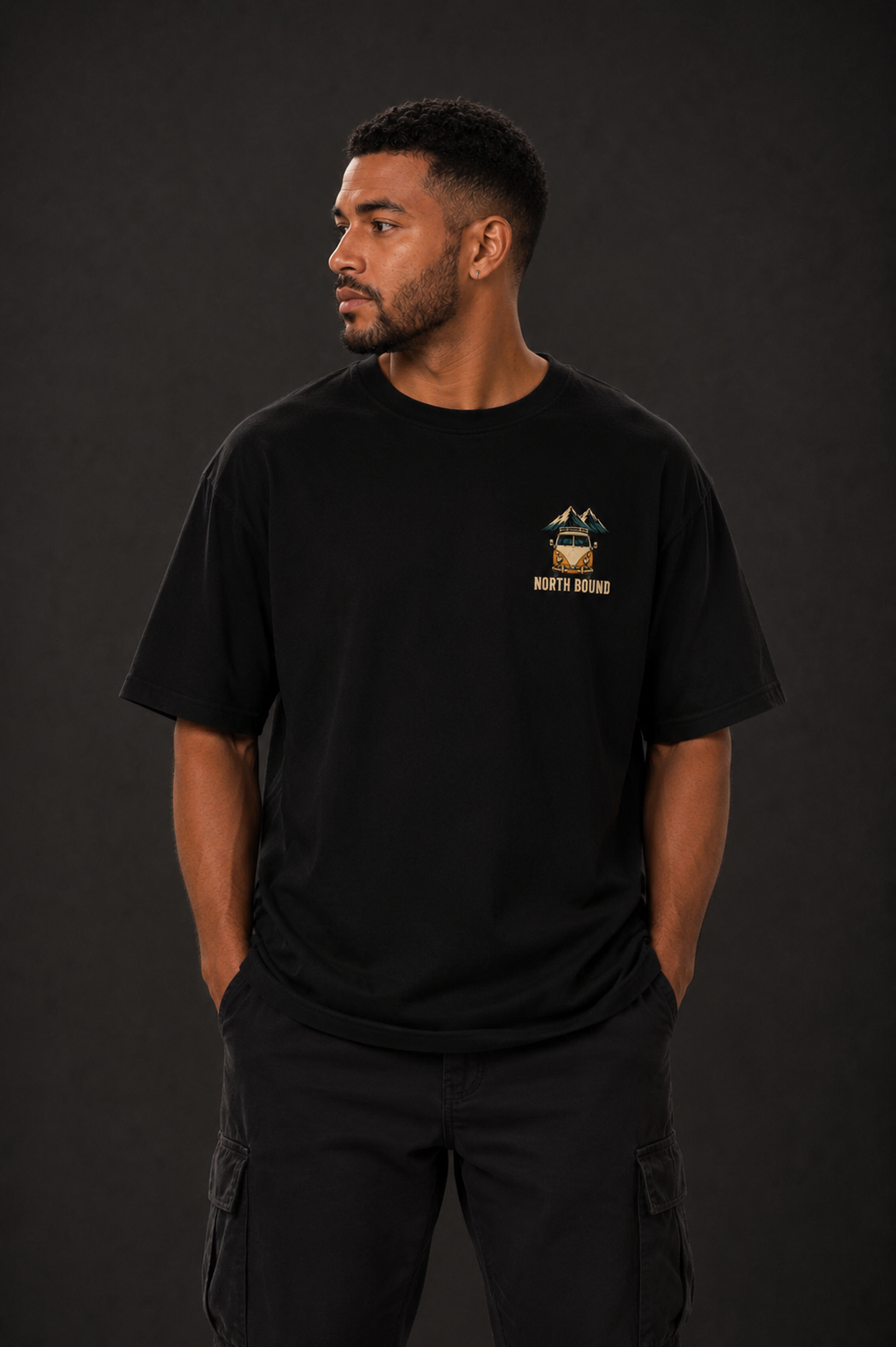 T-shirt North Bound Wild Heart | Montagne et van rétro | 100 % coton unisexe