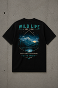 T-shirt Wild Life Free Soul | Montagne et lac nocturne | 100 % coton unisexe