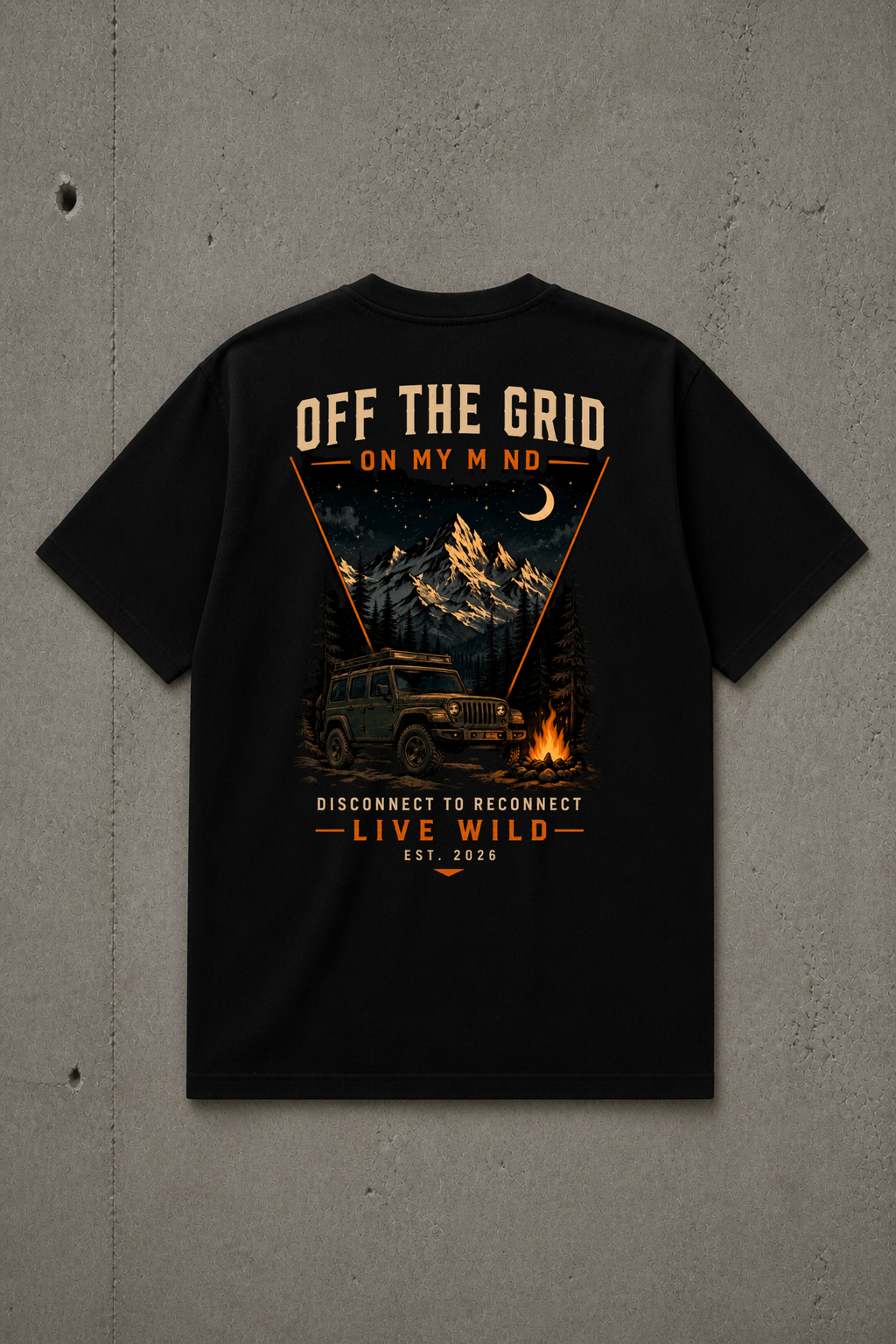 T-shirt Off The Grid | Montagnes et bivouac sauvage | 100 % coton unisexe
