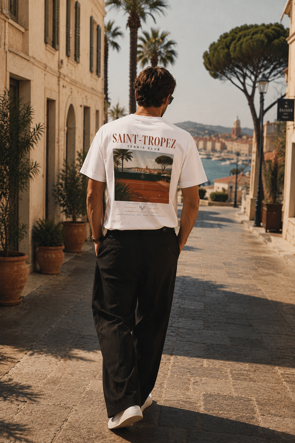 Saint-Tropez Tennis Club T-Shirt, Riviera Travel Tee, Vintage Coastal Tennis Shirt, White Unisex Summer Vacation