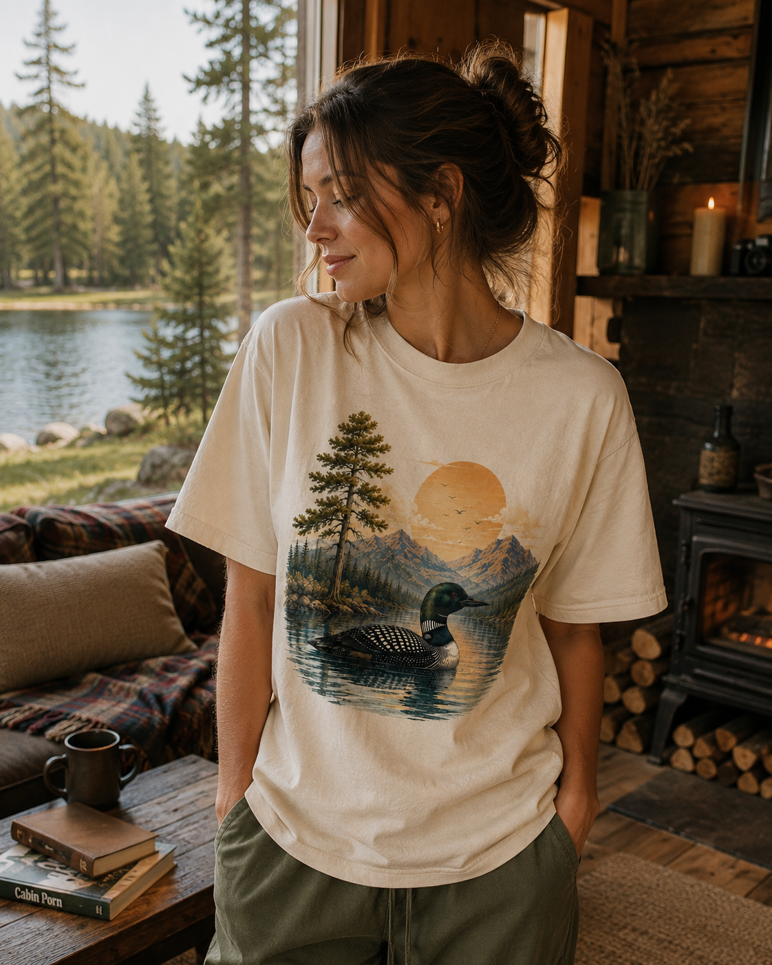 T-shirt Nature Vintage Canard – Lac, Forêt & Montagnes | Tee-shirt Unisexe Outdoor 100% coton