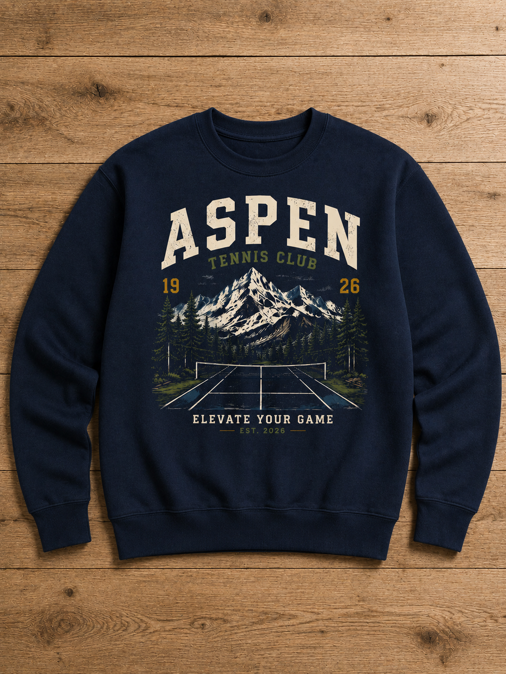 Sweatshirt Aspen Tennis Club | Court de tennis alpin vintage | Unisexe