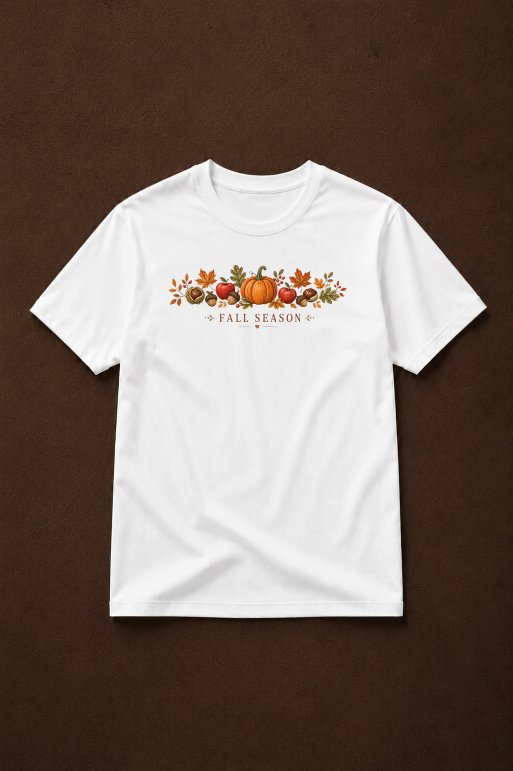 T-shirt Fall Season | Citrouilles et feuilles d’automne | 100 % coton unisexe