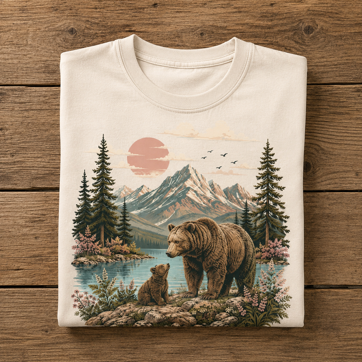 T-shirt Ours Vintage – Tee-shirt Nature, Montagne & Forêt | Unisexe Outdoor 100% coton