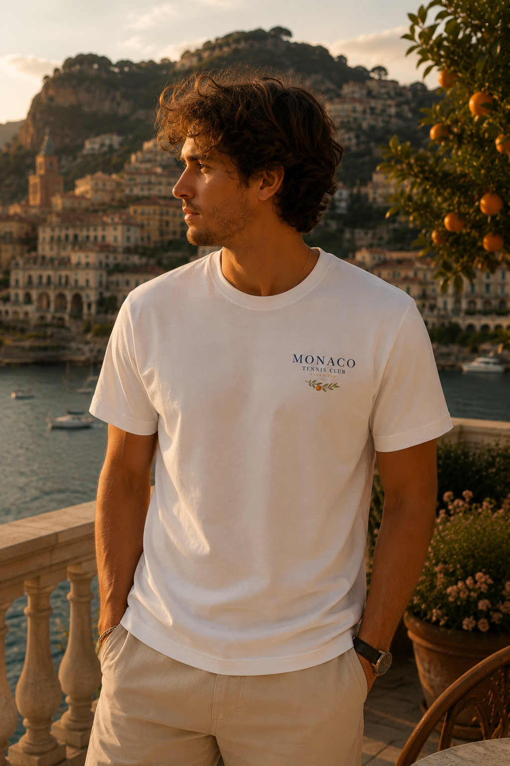 T-shirt unisexe Monaco Tennis Club – Illustration vintage Côte d’Azur