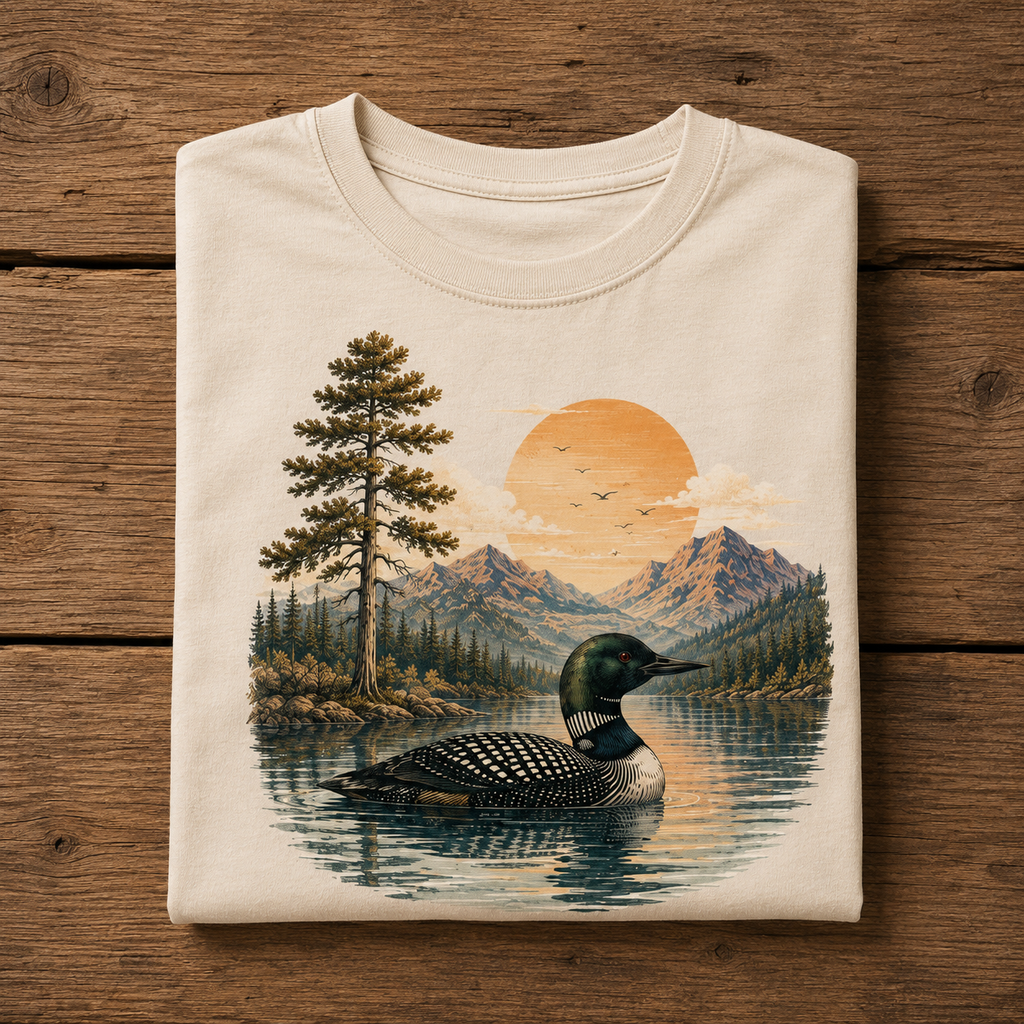 T-shirt Nature Vintage Canard – Lac, Forêt & Montagnes | Tee-shirt Unisexe Outdoor 100% coton