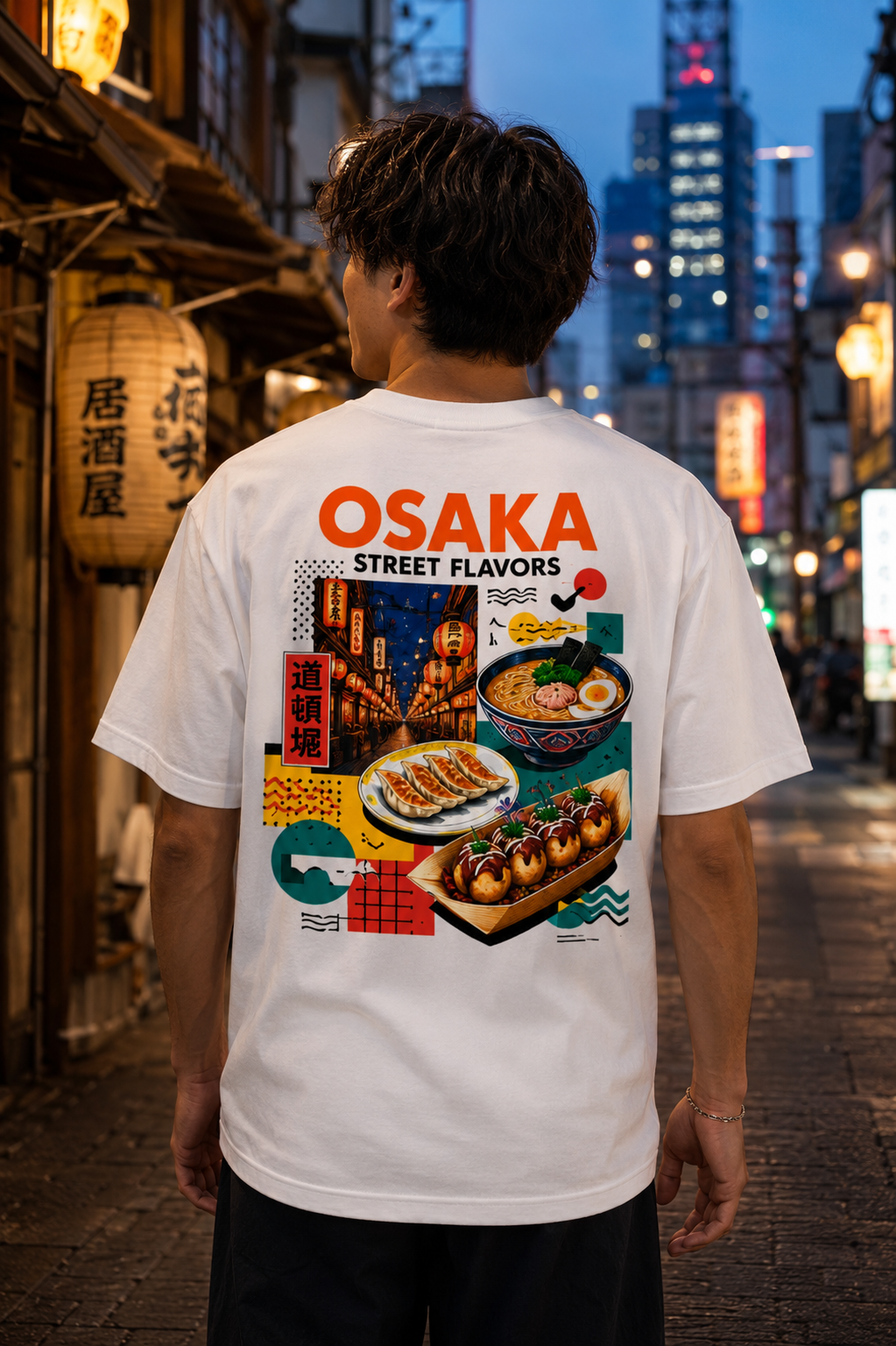T-shirt Osaka Street Flavors | Cuisine japonaise urbaine | 100 % coton unisexe