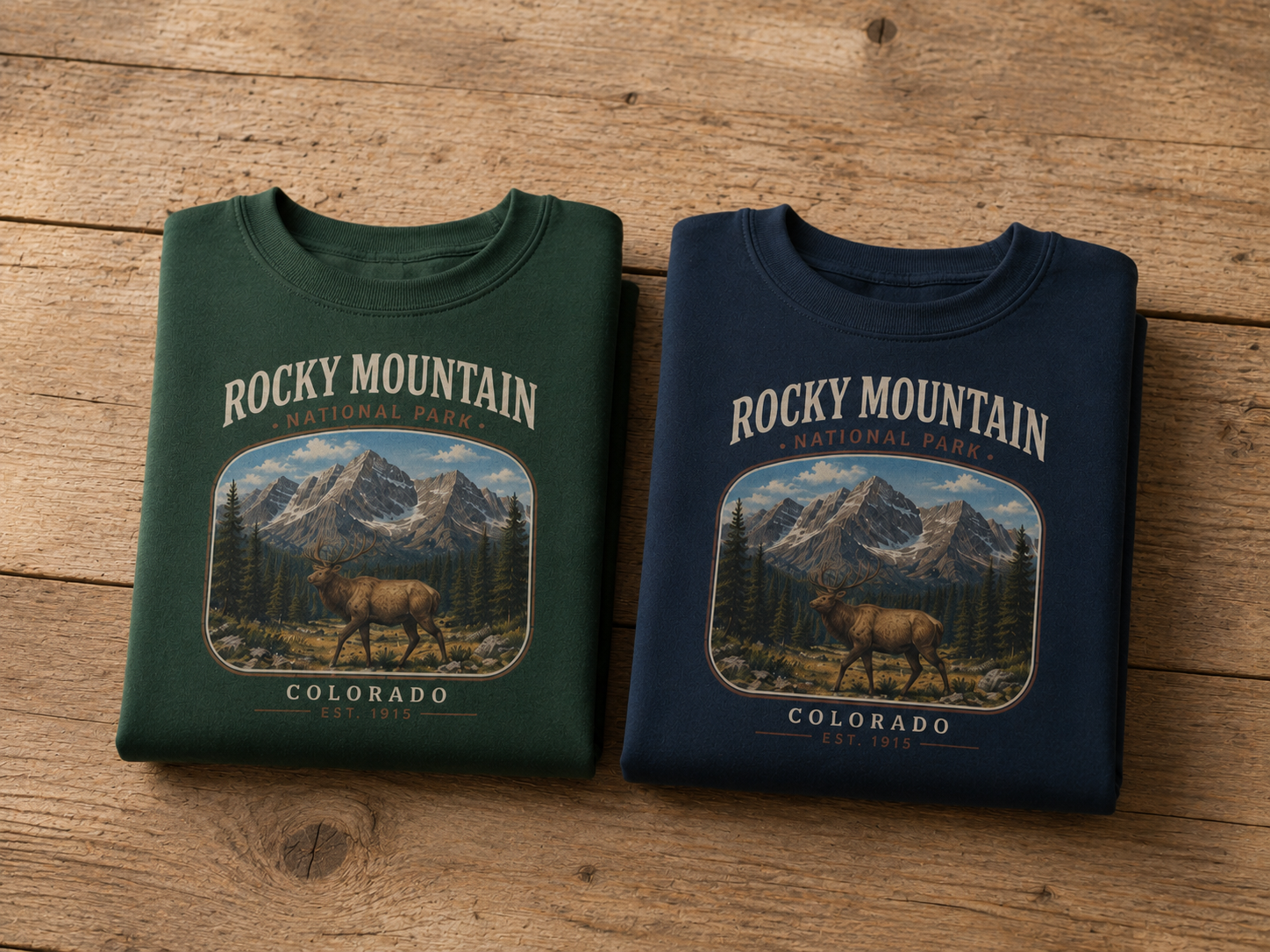 Sweatshirt Rocky Mountain Colorado | Cerf et sommets vintage | Unisexe