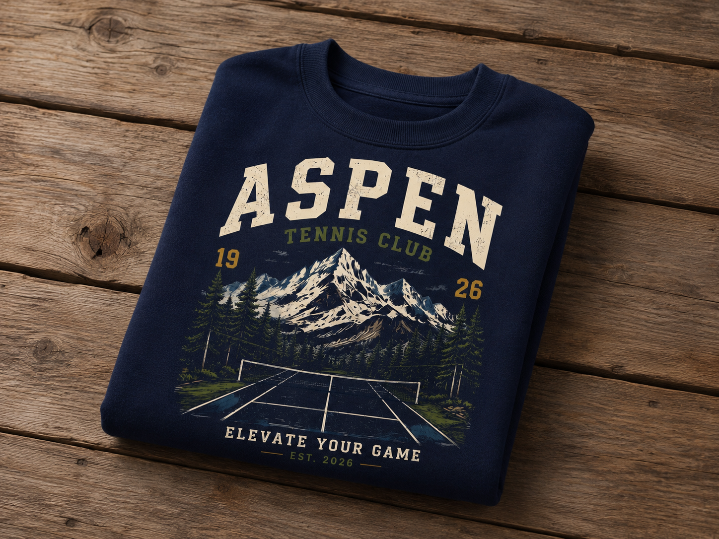 Sweatshirt Aspen Tennis Club | Court de tennis alpin vintage | Unisexe