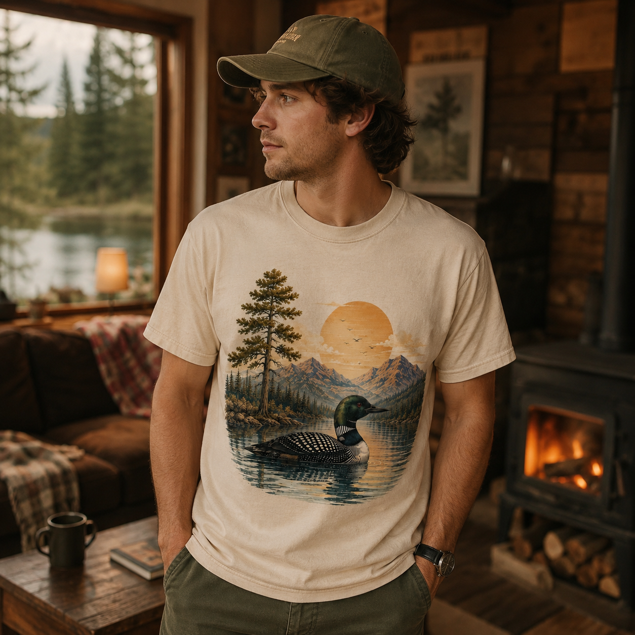 T-shirt Nature Vintage Canard – Lac, Forêt & Montagnes | Tee-shirt Unisexe Outdoor 100% coton