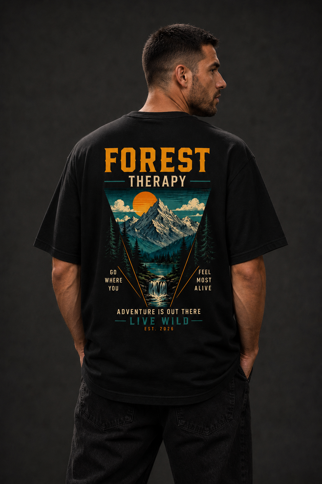 T-shirt Forest Therapy | Montagnes et forêt sauvage | 100 % coton unisexe