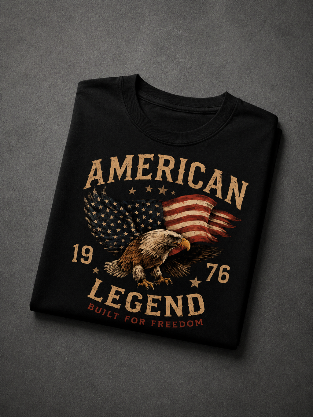 T-shirt American Legend 1976 | Aigle & Drapeau Américain Vintage | T-shirt Biker 100% coton Unisexe