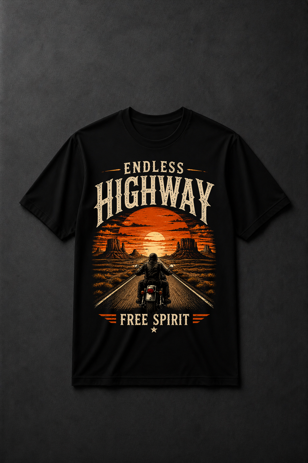 T-shirt Endless Highway – Route 66 Vintage | T-shirt Biker Américain Unisexe 100 % Coton | Style Moto & Road Trip