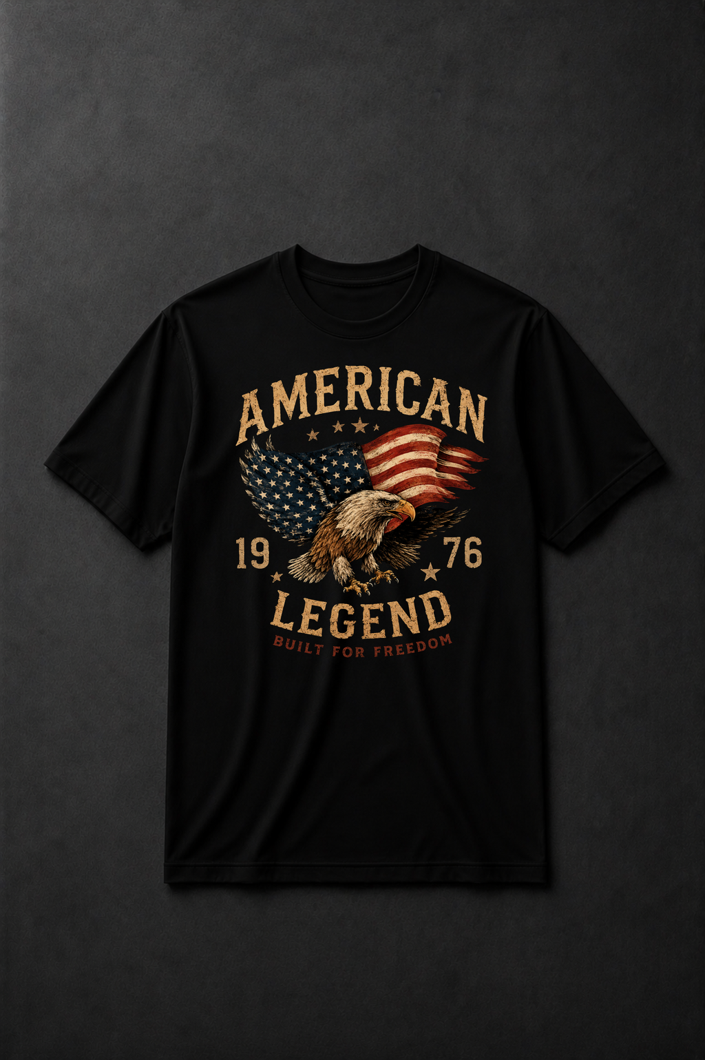 T-shirt American Legend 1976 | Aigle & Drapeau Américain Vintage | T-shirt Biker 100% coton Unisexe