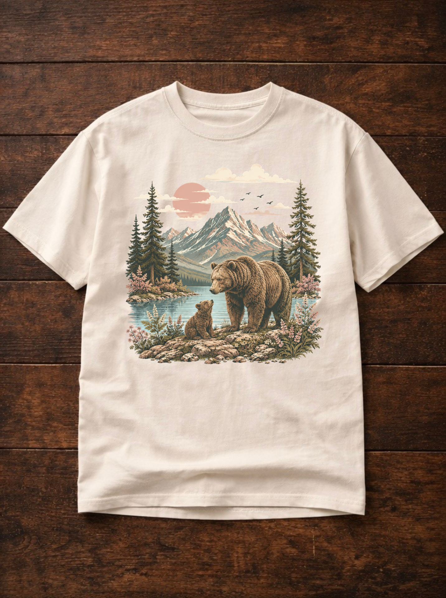 T-shirt Ours Vintage – Tee-shirt Nature, Montagne & Forêt | Unisexe Outdoor 100% coton