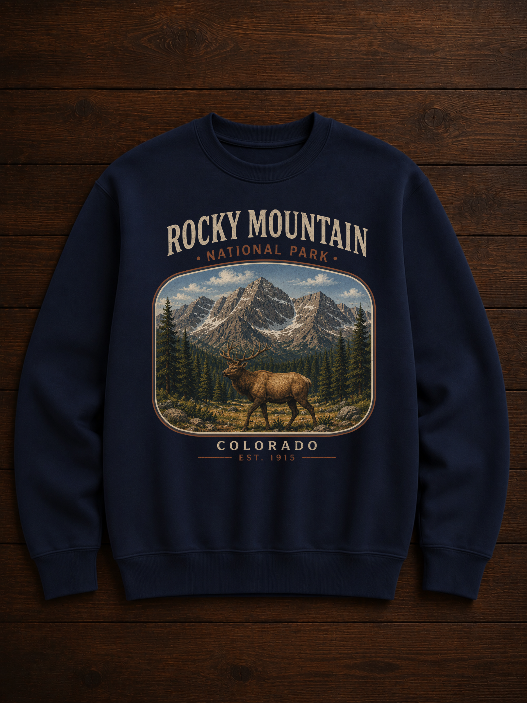 Sweatshirt Rocky Mountain Colorado | Cerf et sommets vintage | Unisexe
