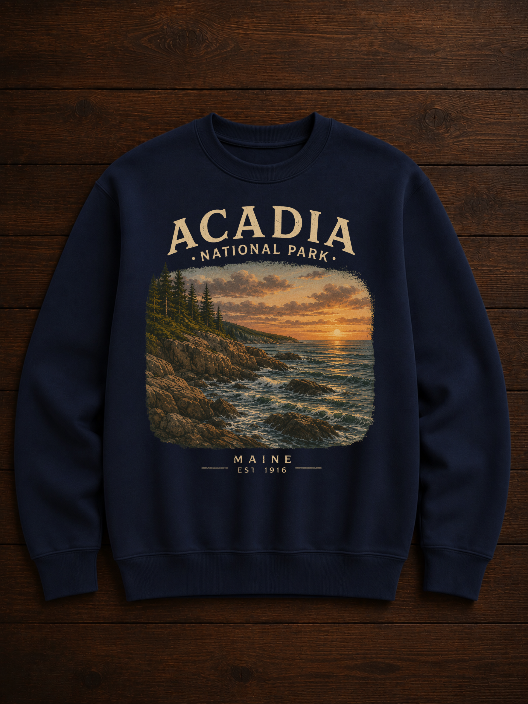Sweatshirt Acadia National Park | Côte rocheuse du Maine | Unisexe