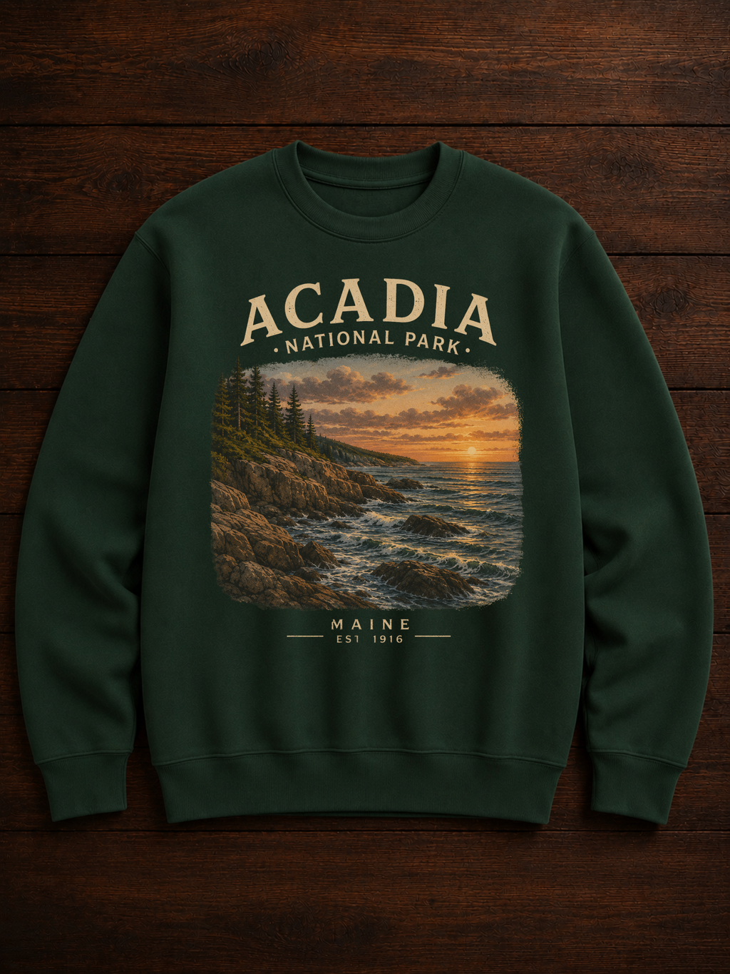 Sweatshirt Acadia National Park | Côte rocheuse du Maine | Unisexe