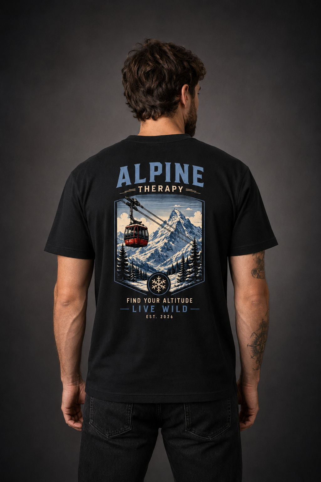 T-shirt Alpine Therapy | Montagnes et téléphérique vintage | 100 % coton unisexe