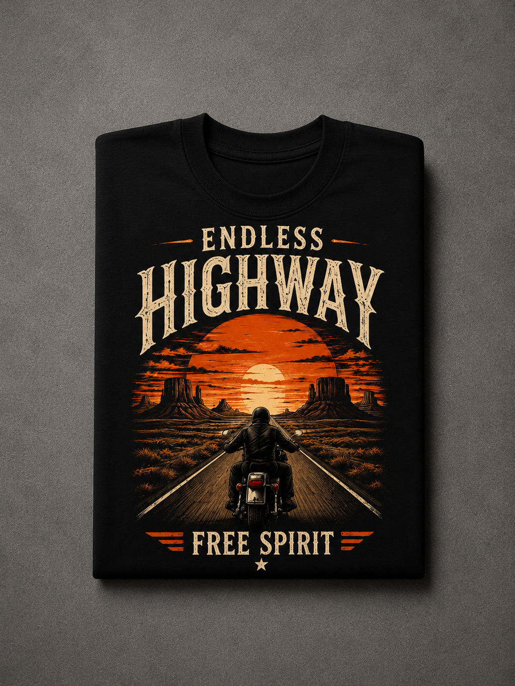 T-shirt Endless Highway – Route 66 Vintage | T-shirt Biker Américain Unisexe 100 % Coton | Style Moto & Road Trip