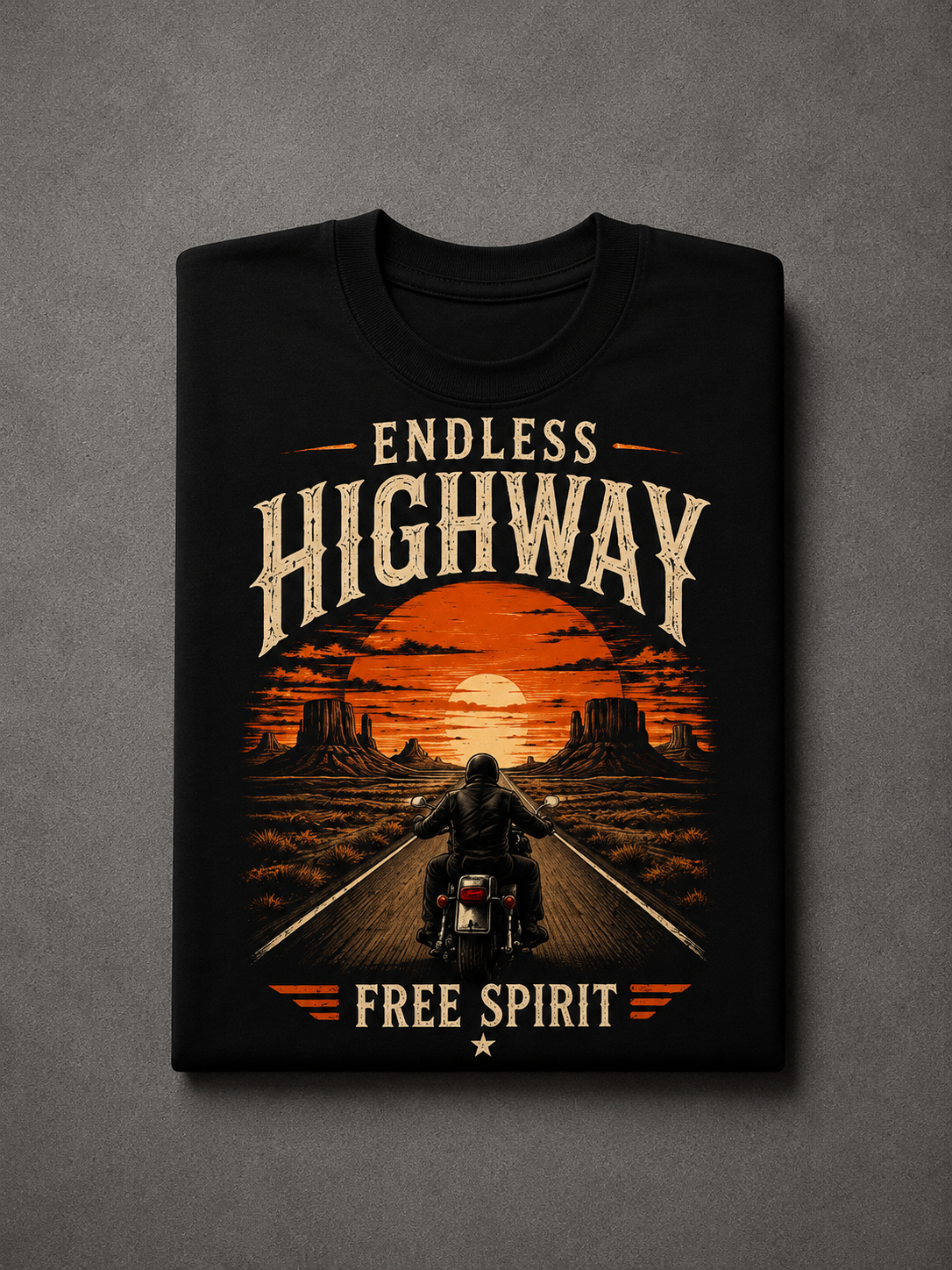 T-shirt Endless Highway – Route 66 Vintage | T-shirt Biker Américain Unisexe 100 % Coton | Style Moto & Road Trip