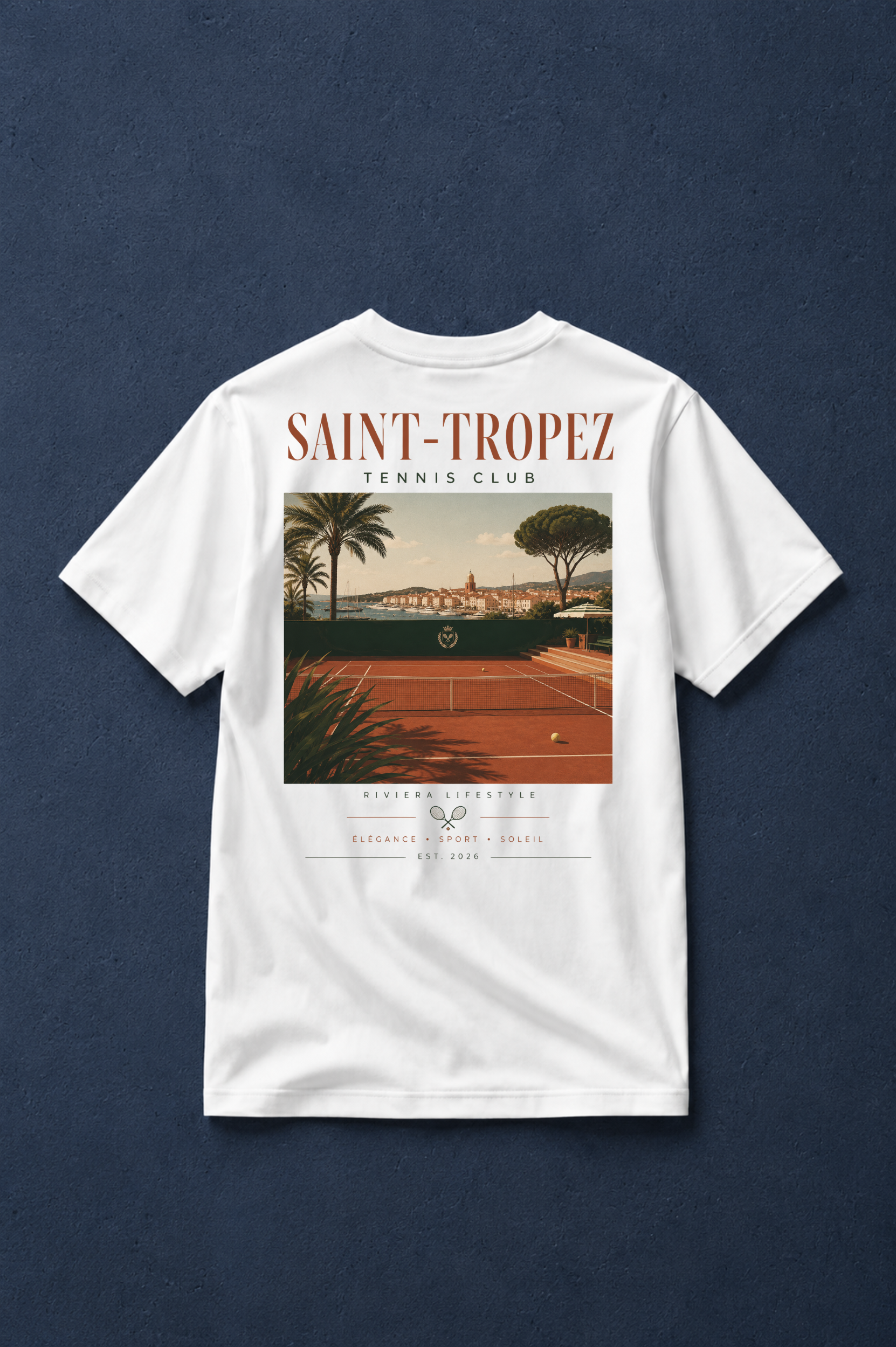 Saint-Tropez Tennis Club T-Shirt, Riviera Travel Tee, Vintage Coastal Tennis Shirt, White Unisex Summer Vacation