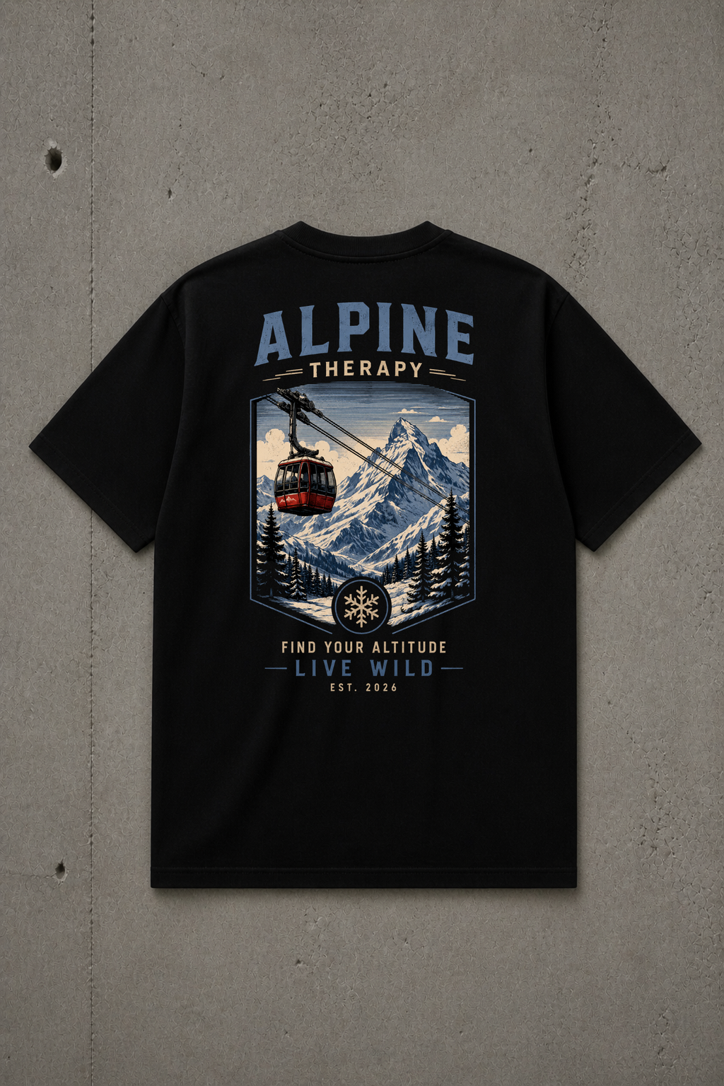 T-shirt Alpine Therapy | Montagnes et téléphérique vintage | 100 % coton unisexe