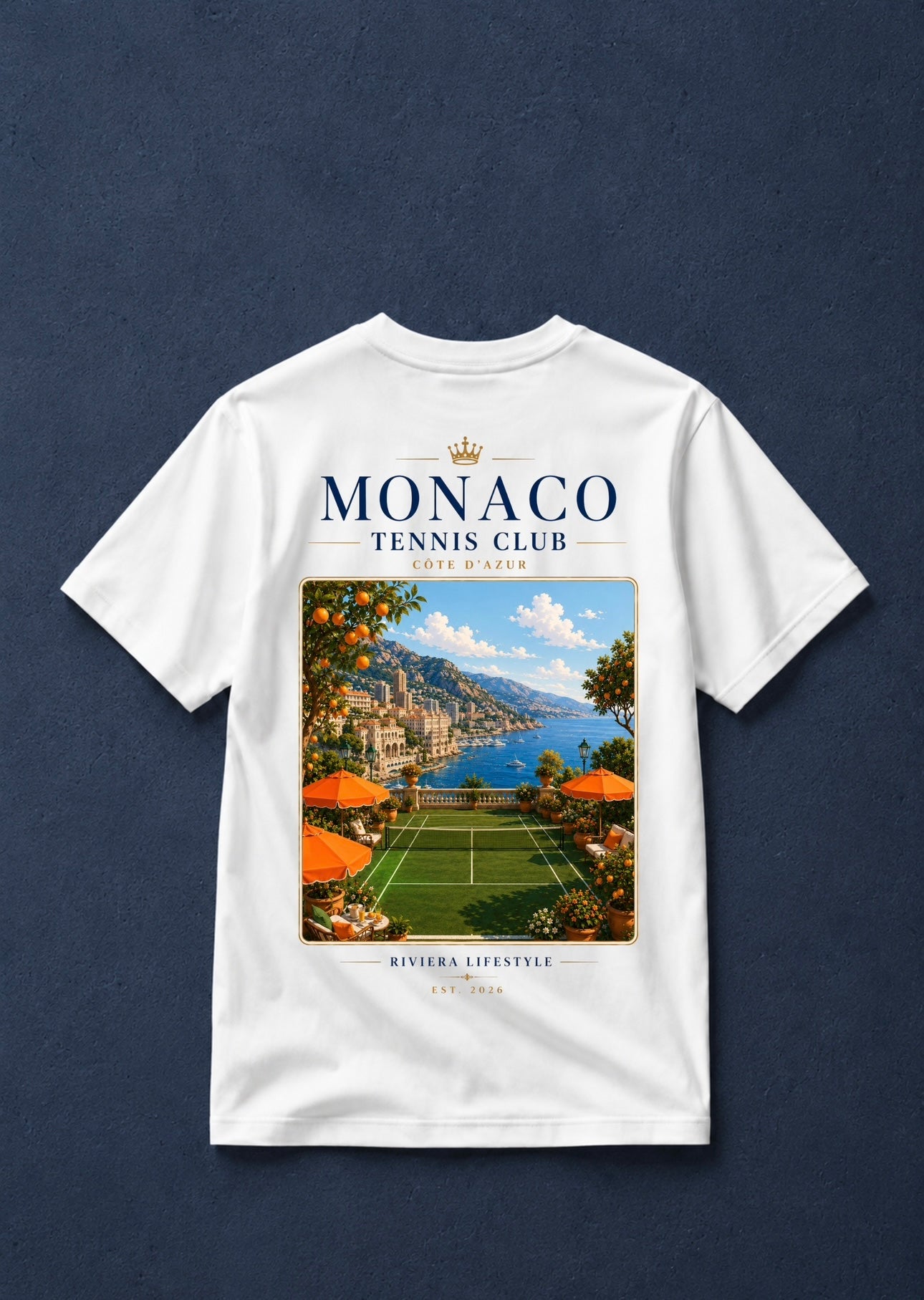 T-shirt unisexe Monaco Tennis Club – Illustration vintage Côte d’Azur