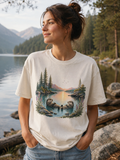 T-shirt Loutres du Lac | Paysage montagne et forêt | 100 % coton unisexe