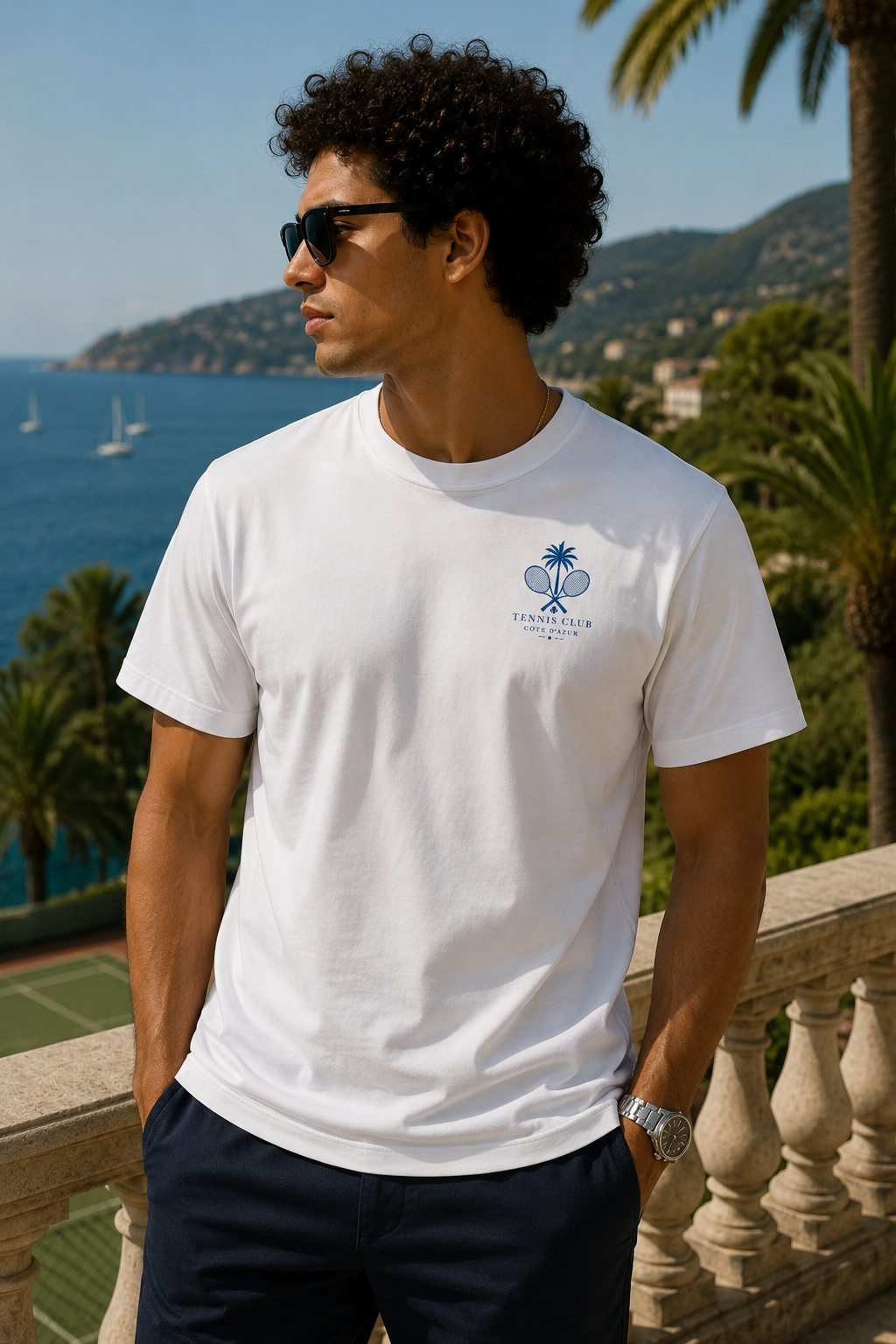 T-shirt Tennis Club Côte d’Azur – T-shirt Unisexe 100 % Coton | Style Riviera Vintage | EMPREINTE