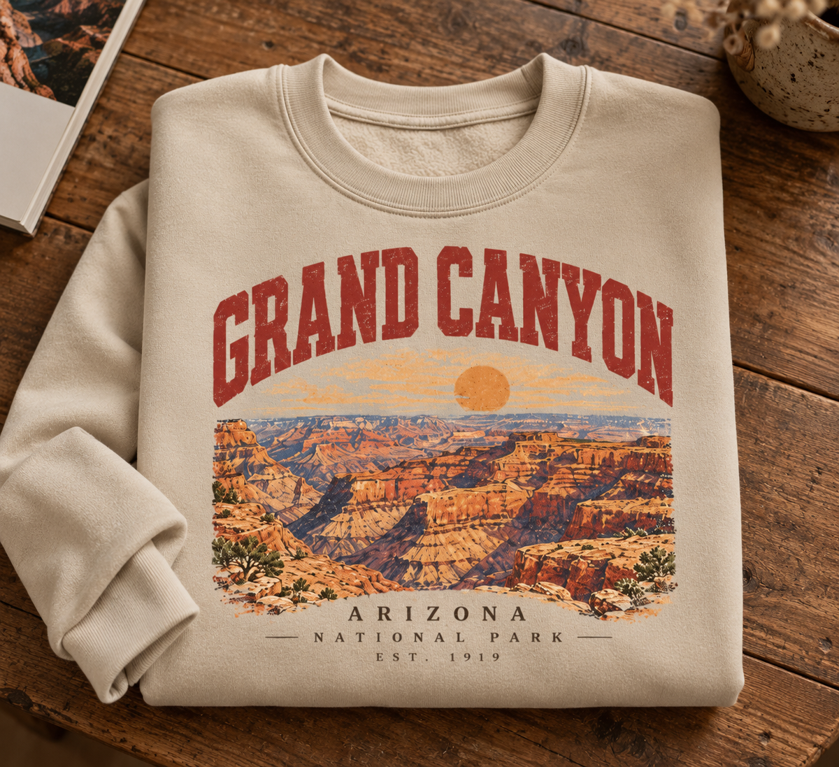 Sweatshirt Grand Canyon Vintage | Paysage d’Arizona | Unisexe imprimé en France