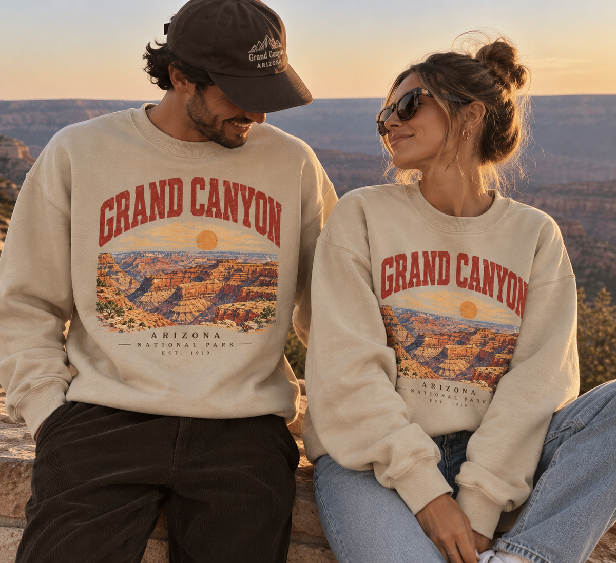 Sweatshirt Grand Canyon Vintage | Paysage d’Arizona | Unisexe imprimé en France