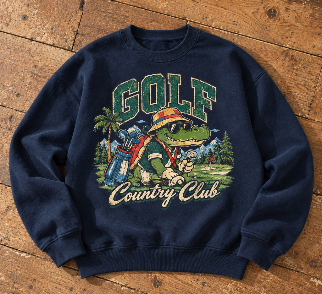 Sweatshirt Golf Country Club | Alligator golfeur vintage | Unisexe