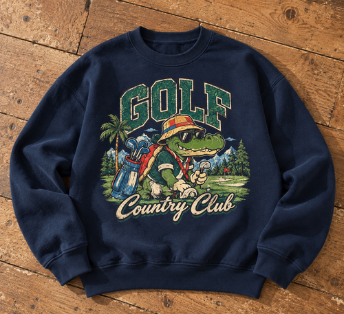 Sweatshirt Golf Country Club | Alligator golfeur vintage | Unisexe