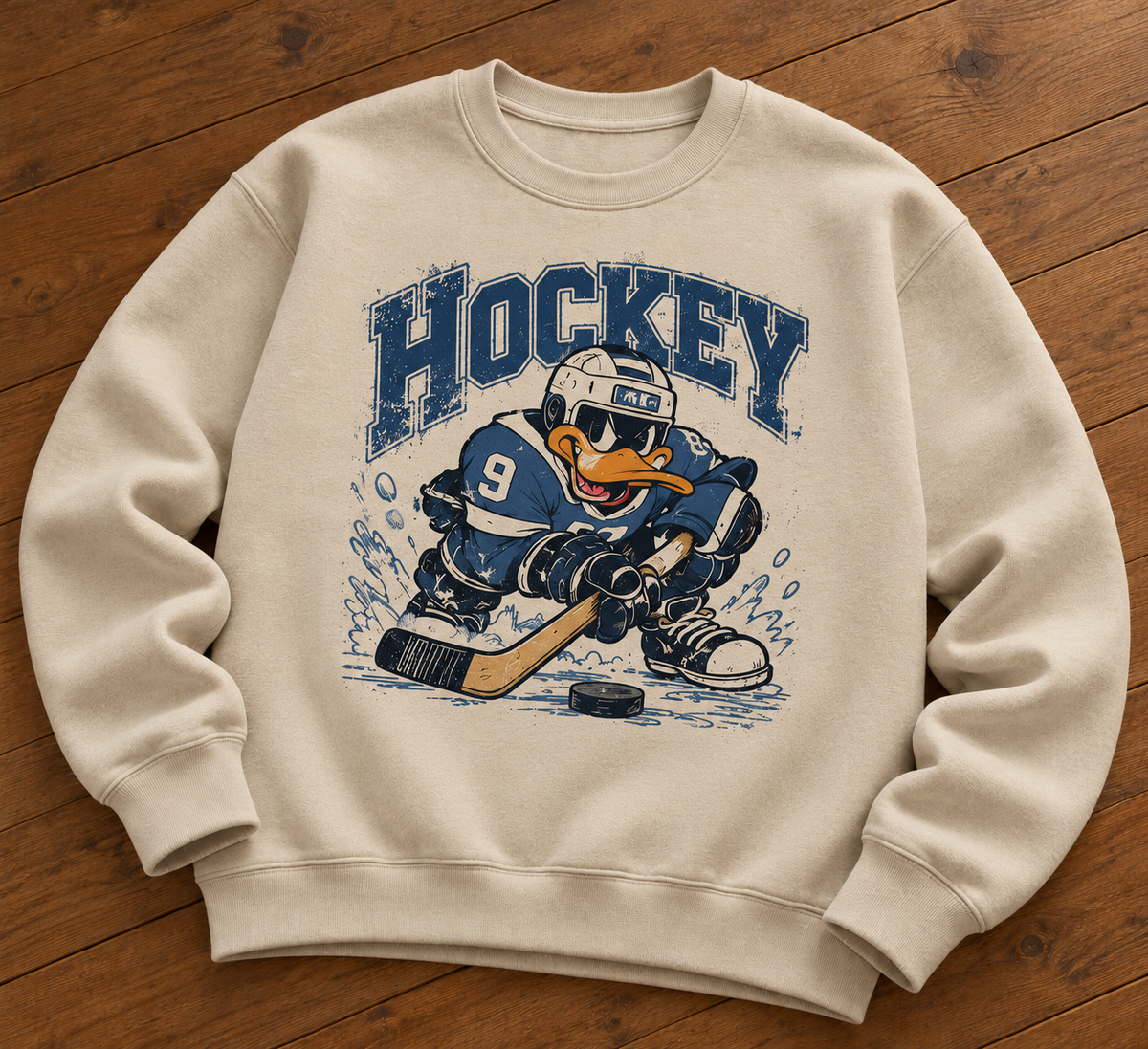 Sweatshirt Canard Hockey Vintage | Illustration sportive rétro | Unisexe