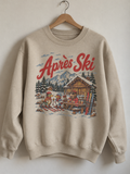 Sweatshirt Après Ski Vintage | Chalet alpin et montagne enneigée | Unisexe
